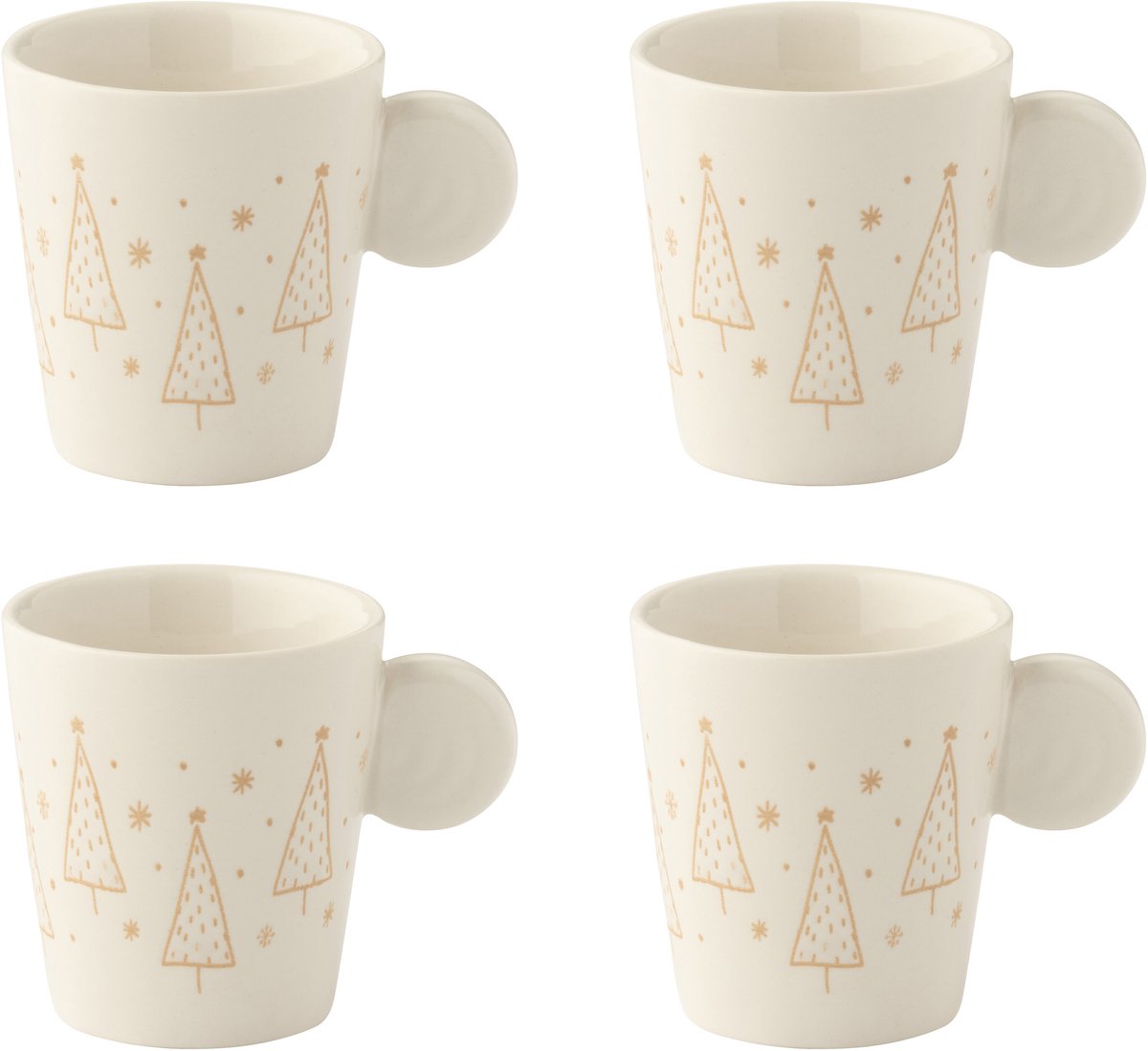 J-Line kopje Kerstmis - keramiek - wit - doos van 4