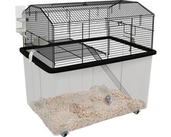 PawHut Hamsterkooi 57x43x57cm Staaldraad Zwart