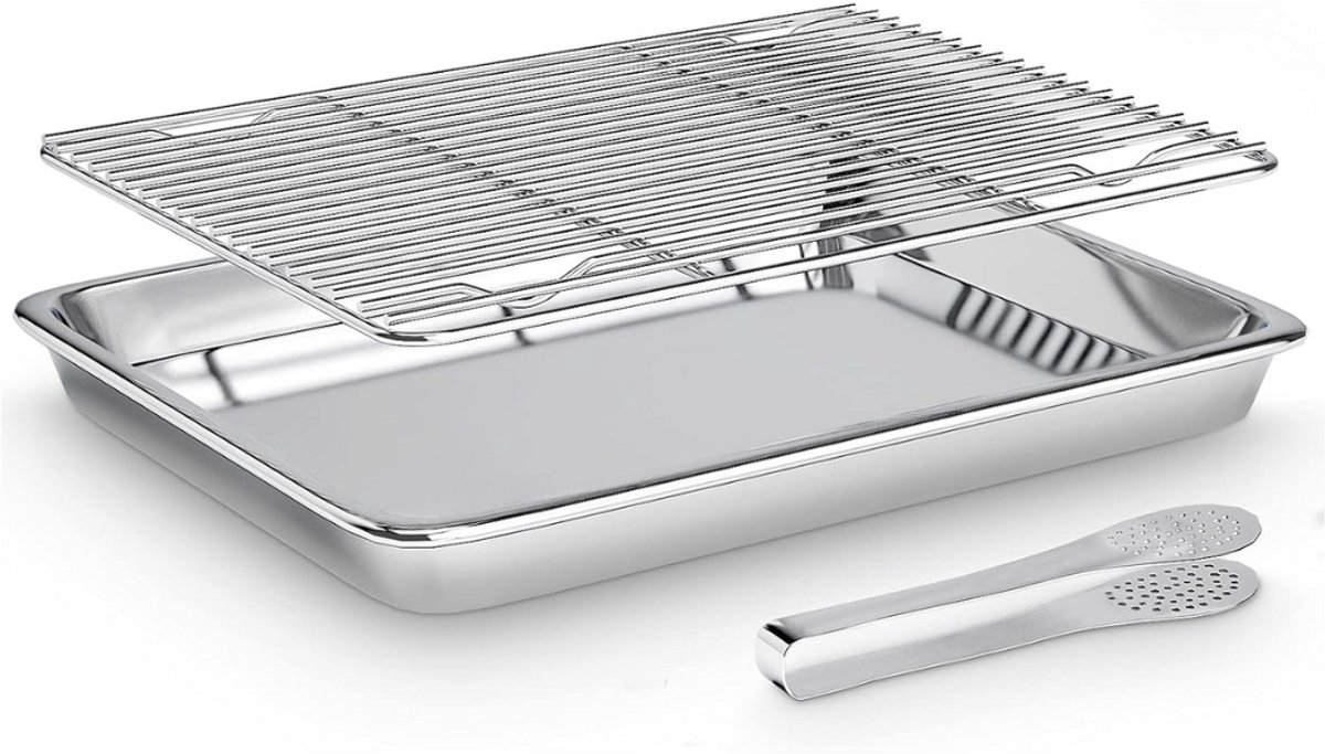 ZRSS® Braadslede - Ovenschaal RVS - Met Afkoelrooster - Braadpan Voor Ovengerechten