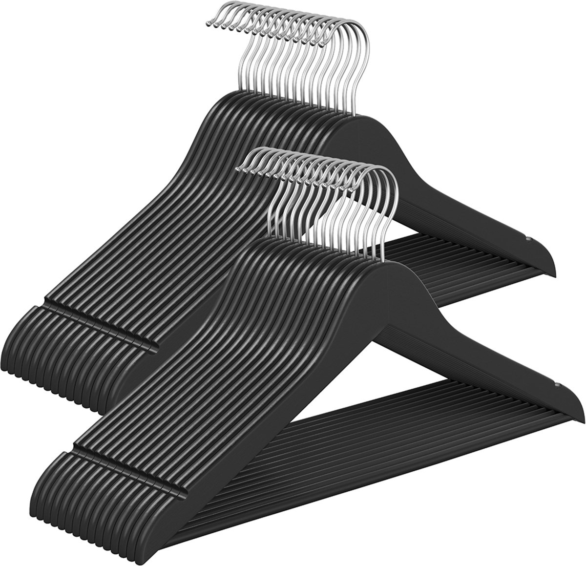 Kledinghangers - Hout - Set van 30 - 360° Haken - Inktzwart