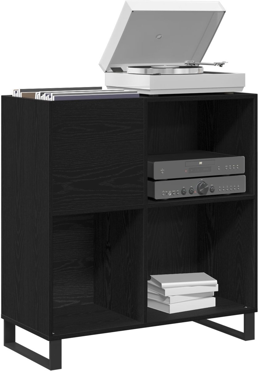 Platenspelermeubel - LP-kast - Platenspelerkast - Draaitafelstandaard - Platenspelerstandaard - Vintage Displayplank - Zwart