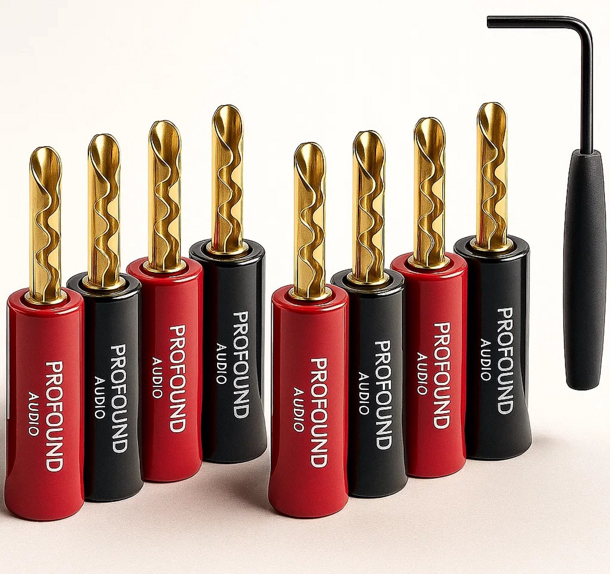 Profound Audio Premium Banaanstekkers – BFA Banaanpluggen set van 8 – 24K Gold Plated Beryllium-Koper – Voor Luidsprekerkabels & HiFi Speakers