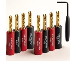 Profound Audio Premium Banaanstekkers – BFA Banaanpluggen set van 8 – 24K Gold Plated Beryllium-Koper – Voor Luidsprekerkabels & HiFi Speakers