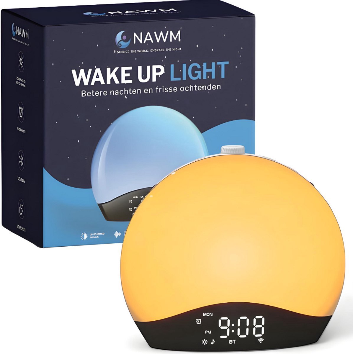 NAWM Premium Wake Up Light - Digitale Wekker - Bluetooth