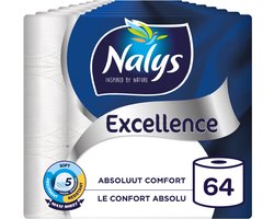 Nalys Excellence Toiletpapier - 64 rollen - Wit Maxi Vellen wc papier (5-laags) - Voordeelverpakking - papieren verpakking