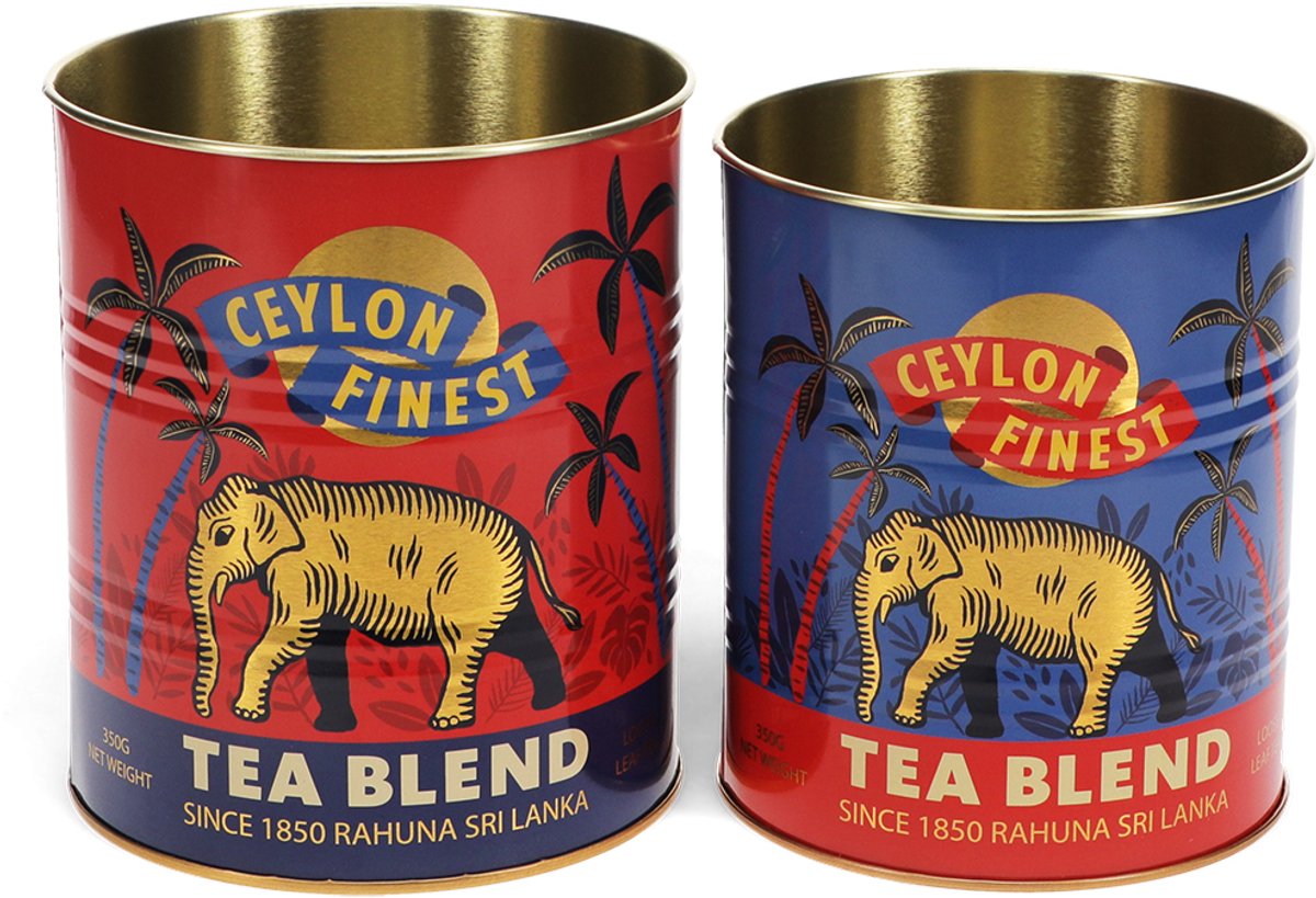 Rex London Retro Storage Tins - Bewaarblikken Medium - Ceylon Finest - Rood/Goud