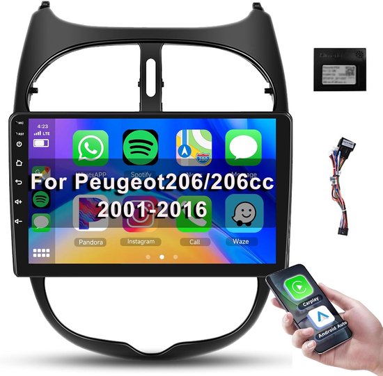 Autoradio Android 7 Pouces 1G+32G Pour Peugeot 206/206CC 2001-2016 - GPS, Bluetooth, Mirror Link, Caméra De Recul
