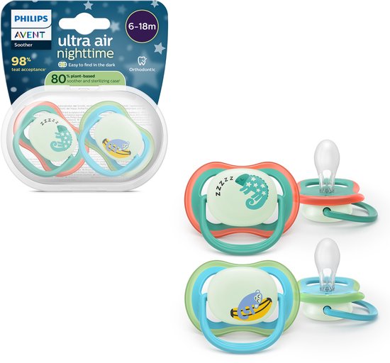 Philips Avent Ultra Air Night – Glow phosphorescente – (6-18 mois) – Aérations Extra – 2 pièces – SCF376/28