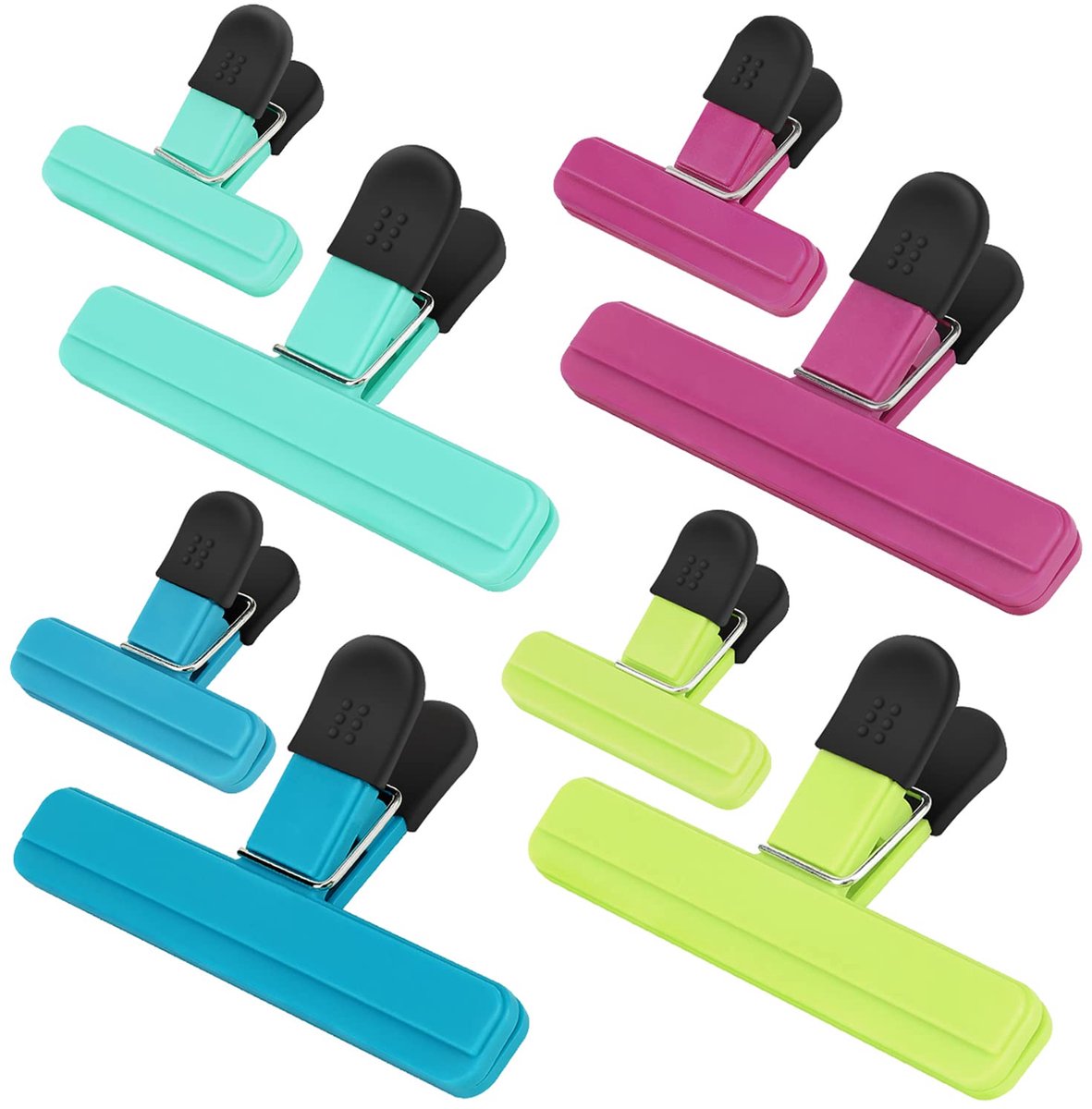 Chipclips, verpakking van 8 voedselclips, verbeterde, wijd open zakclips voor voedselbewaring met verzegelde handgrepen