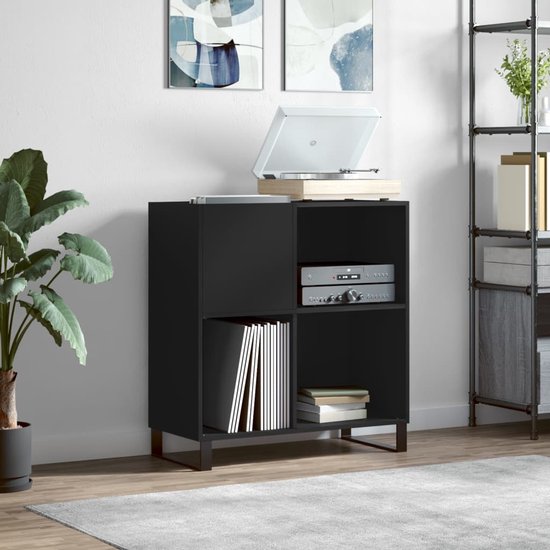 Platenspelermeubel - LP-kast - Platenspelerkast - Draaitafelstandaard - Platenspelerstandaard - Vintage Displayplank - Zwart — afbeelding 2