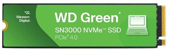 WD Green SN3000 2TB - SSD M.2 2280 - PCI Express 4.0 x4 - 2 TB - NVMe - 3d v-nand (QLC) - 250 TBW - groen