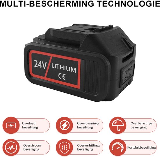 Grenintol® 24V Accu - Lithium Batterij 3000 mAh - Grastrimmer - Bosmaaier - Kantenmaaier - Ook geschikt voor Mini Kettingzaag - set van 2 - Extra lange batterijduur, krachtige prestaties van Grenintol — afbeelding 5