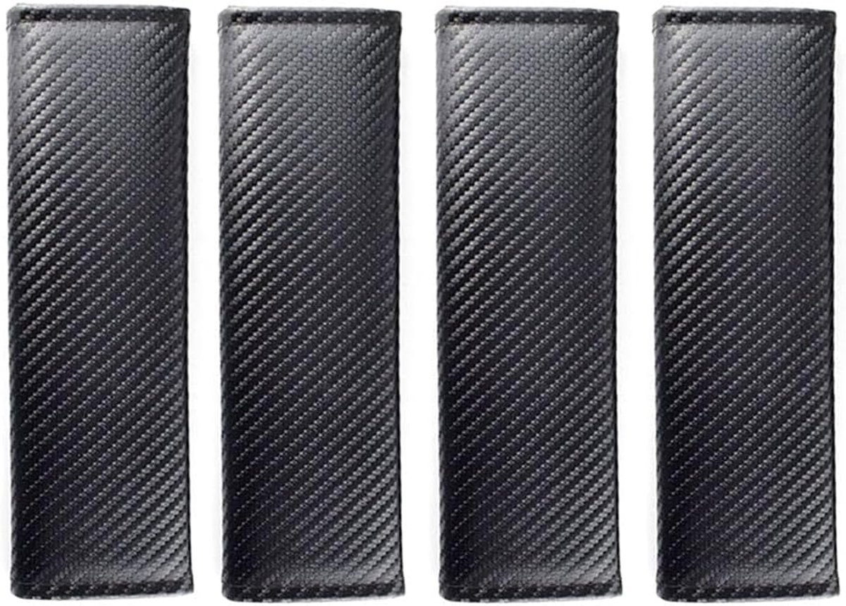Image of 4-pack zachte automatische gordelhoezen, autogordelhoezen van koolstofvezel, auto-interieuraccessoires, autogordelhoezen voor auto's, vrachtwagens, SUV's, airconditioners, vliegtuigen, auto's, camera's, rugzakken, zwart
