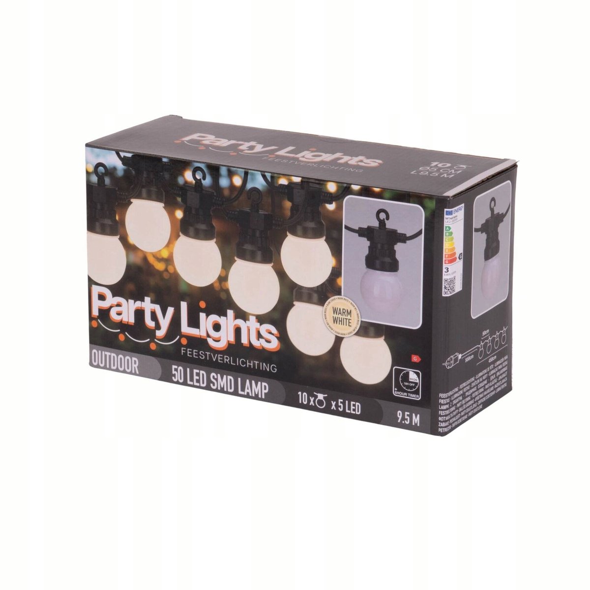 Progarden - Feestverlichting - Buiten - 10 bollen met 50 lampjes - Met timer - Warm wit