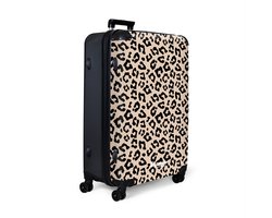 NoBoringSuitcases.com NoBoringSuitcases.com® - Koffer groot - Reiskoffer lichtgewicht - Beige met zwarte panterprint - Rolkoffer met 4 wielen - Grote trolley XL - 98 liter bagage