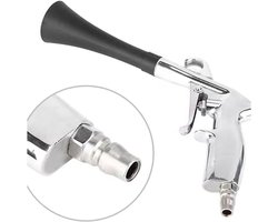Autoreinigingspistool - Hogedrukpistool voor het chemisch reinigen van auto's - Gereedschap voor autowasapparatuur - Luchtblaaspistool voor autodetailing - Verwijdert snel stof en vuil - Gebruik met luchtcompressor - Dieptereiniging - Zilver, zwart