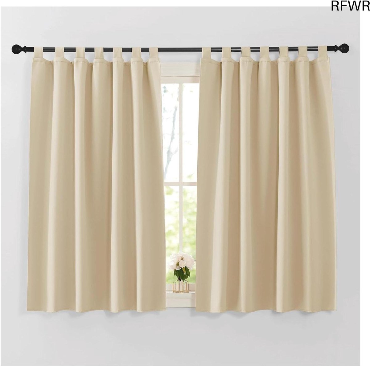 RFWR® Verduisterende Gordijnen met Thermische Isolatie en Lussen - Set van 2, 140x137cm, Biscotti Beige