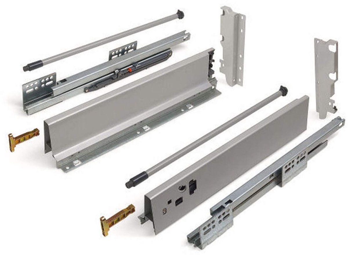 SOTECH Lasysteem SO-BOX Grijs Hoogte: 199 mm met Zijmontage Stang Diepte: 500 mm Lade stressbestendig tot 40 Kg Soft-Close