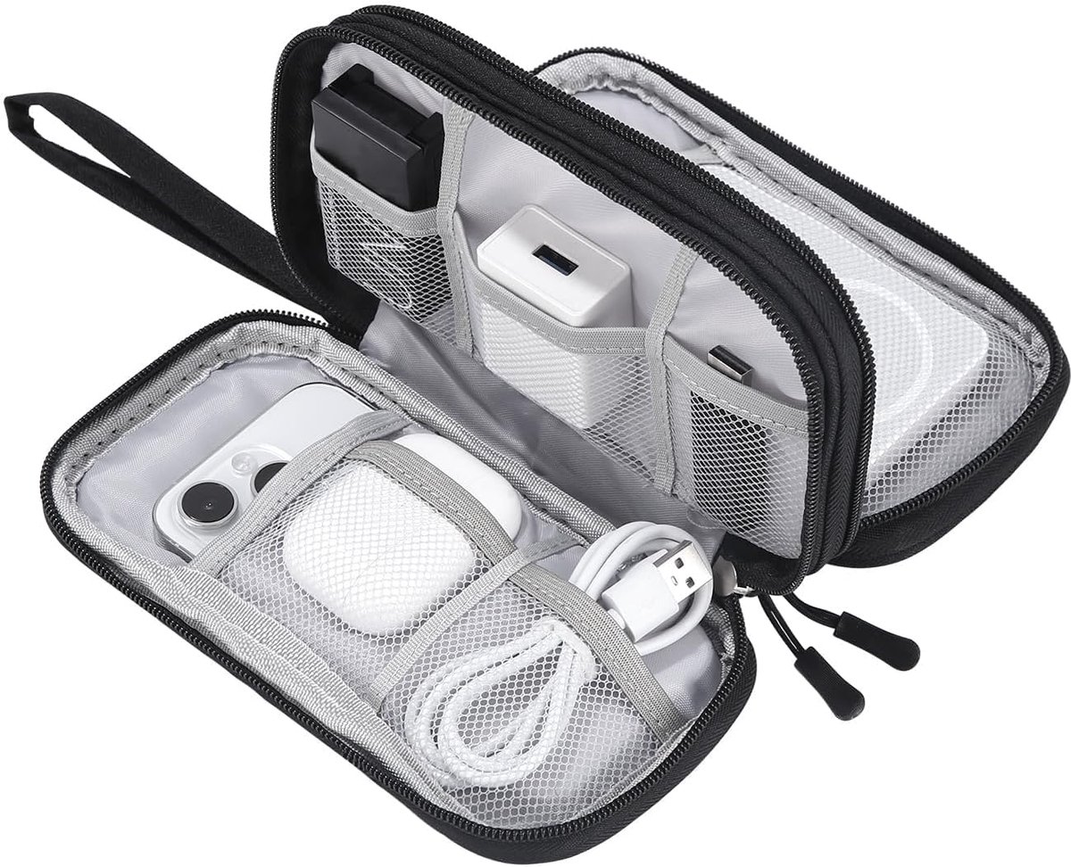 Famanu - Kabeltas, organizer voor stroomadapter, kabel, oplader, powerbank, USB-stick, reisorganizer voor oplaadkabel voor mobiele telefoon, opbergtas voor elektronische accessoires