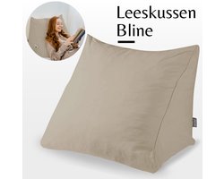 Bline Leeskussen Beige – Bookseat met Traagschuim – Leeskussen voor in Bed en Bank – Rugkussen met Zijvak – Ergonomische Rugsteun – Zandkleur – Beige