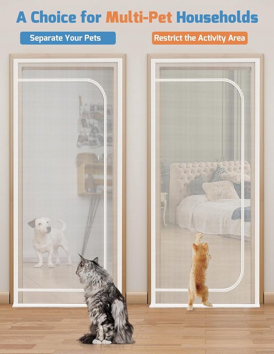 Hordeur Kattenhordeur Past Op Deurgrootte 100 Cm X 220 Cm, Versterkt Huisdierbestendig Deurscherm, Deurgaas Met Dubbele Ritssluiting Om Te Voorkomen Dat Katten En Honden Ontsnappen(Size:100x210cm