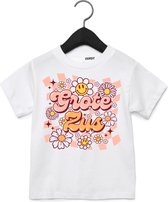 T-shirt kind Bloemetjes Ik word een Grote Zus | Kraamcadeau | Zwangerschap aankondiging | Wit | maat 152