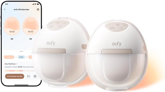 eufy Heated Wearable Breast Pump E20, 3 warmtestanden, handsfree borstkolf met HeatFlow™, geoptimaliseerd ritme via app, zuigkracht van ziekenhuiskwaliteit, lekvrij, slank en stil voor gebruik in de beha