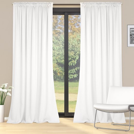 Glow Thuis – Verduisterend Fluwelen Gordijn 140x250 cm – Wit – 70% Lichtdicht – Kant en Klaar – Plooiband – 1 Stuk