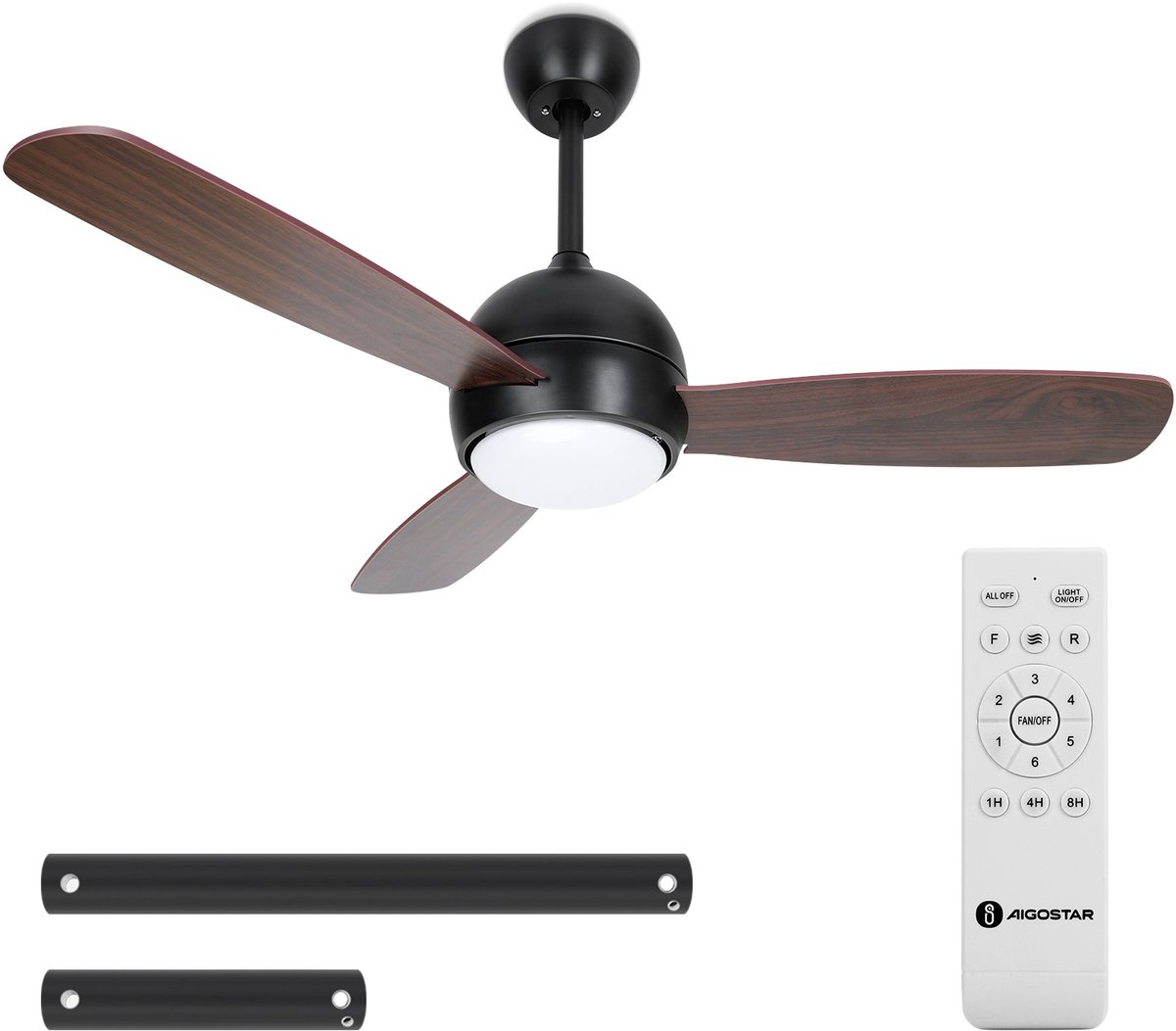 Bol.com Aigostar 10QH0 - Plafondventilator met verlichting - Ø 106.6 cm - Stille Plafondventilator - Zomer/Winter Functie - 6 Sn... aanbieding