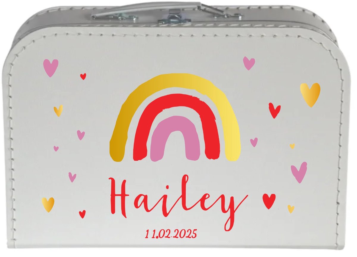 Hip met Pit Creaties Gepersonaliseerd - Koffertje - Wit 30x20cm - Geboortecadeau - Digitaal Voorbeeld - Op Basis Geboortekaartje