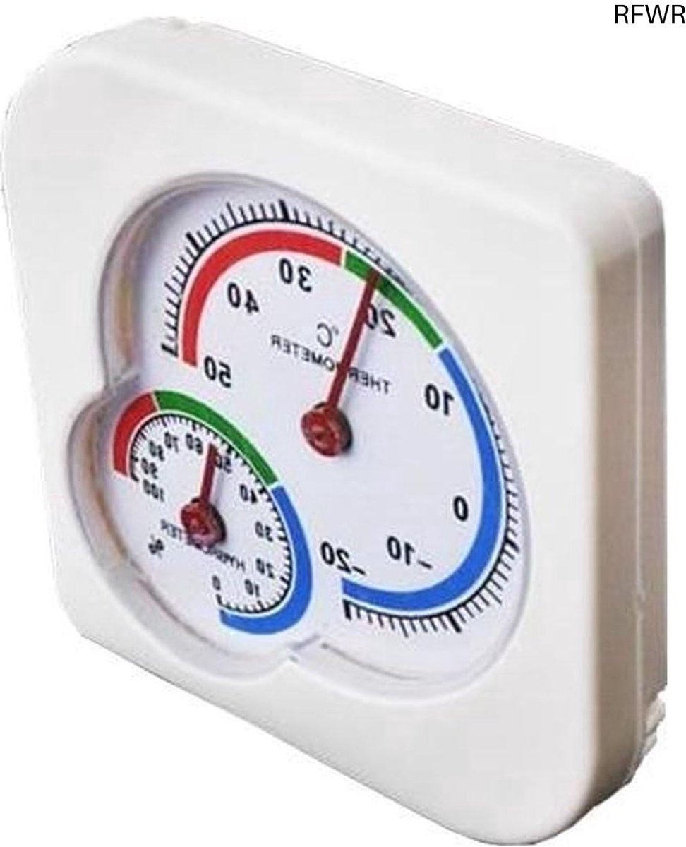 RFWR® Analoog Thermometer en Hygrometer - Vocht- en Temperatuurmeter voor Binnen en Buiten