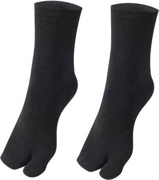 Chaussettes Tabi - Chaussettes japonaises - Chaussettes sandales - Chaussettes pantoufles - Chaussette gros orteil - Chaussettes gros orteils - One Size Unisex - couleur noir