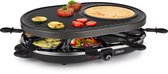 Tristar Gourmetstel RA-2996 - Gourmet Raclette 8 personen - Grillplaat met pannenkoekenvorm - PFAS vrij - Zwart