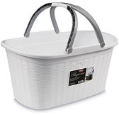 Panier à linge tendance « Elegance» - 35 litres - Panier à linge avec poignées - Wit