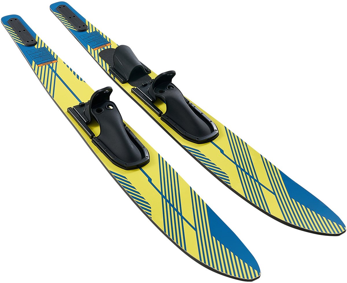 Waterski's (170,2 cm) met verstelbare hoefijzervormige bindingen en gevoerde achterste teenplaat – UV-bestendige hoogglanscoating – combi-waterski's voor volwassenen tot 136 kg.