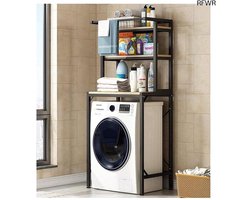 RFWR® Wasmachine Rek 3-laags Zwart – Ruimtebesparend en Vochtbestendig Opbergmeubel