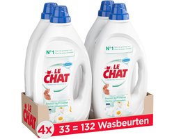 Le Chat Gel Sensitive Freshness - Vloeibaar Wasmiddel - Geschikt Voor Alle Was - Voordeelverpakking - 4 x 33 Wasbeurten