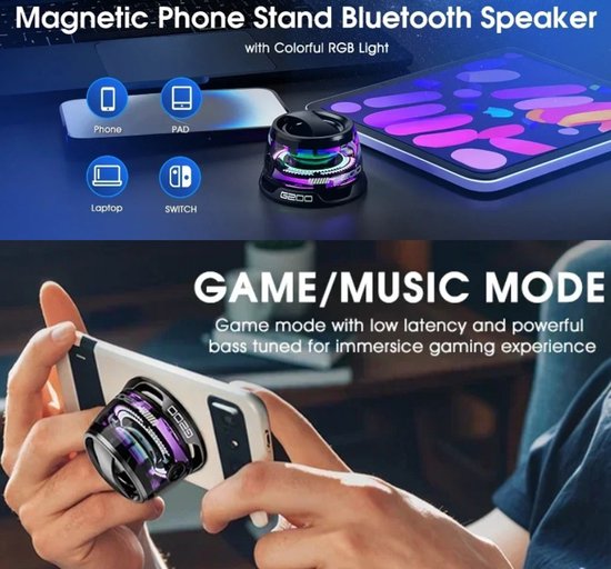 Enceinte Bluetooth Magnétique Laroal G200 - Éclairage RVB, Son Surround, 6h Autonomie, Compacte