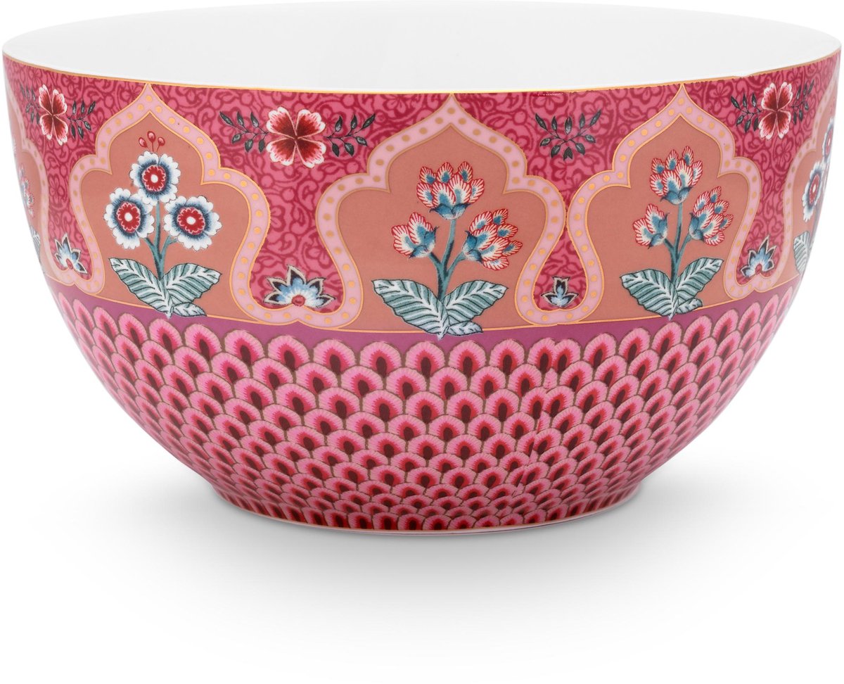 Pip Studio - Flower Festival - Serveerschaal - Donkerroze - Porselein - 18cm