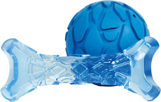 Blauwe bal met botje, rubberen textuur