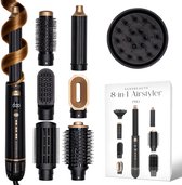 Sansbeauté® 8-in-1 Airstyler met Diffuser - Multistyler - Fohnborstel Kort Haar - Haarstyler - Föhnborstel - Haardroger - Warmteborstel - Krulborstel - Krultang - Stijlborstel - Roterende Kabel
