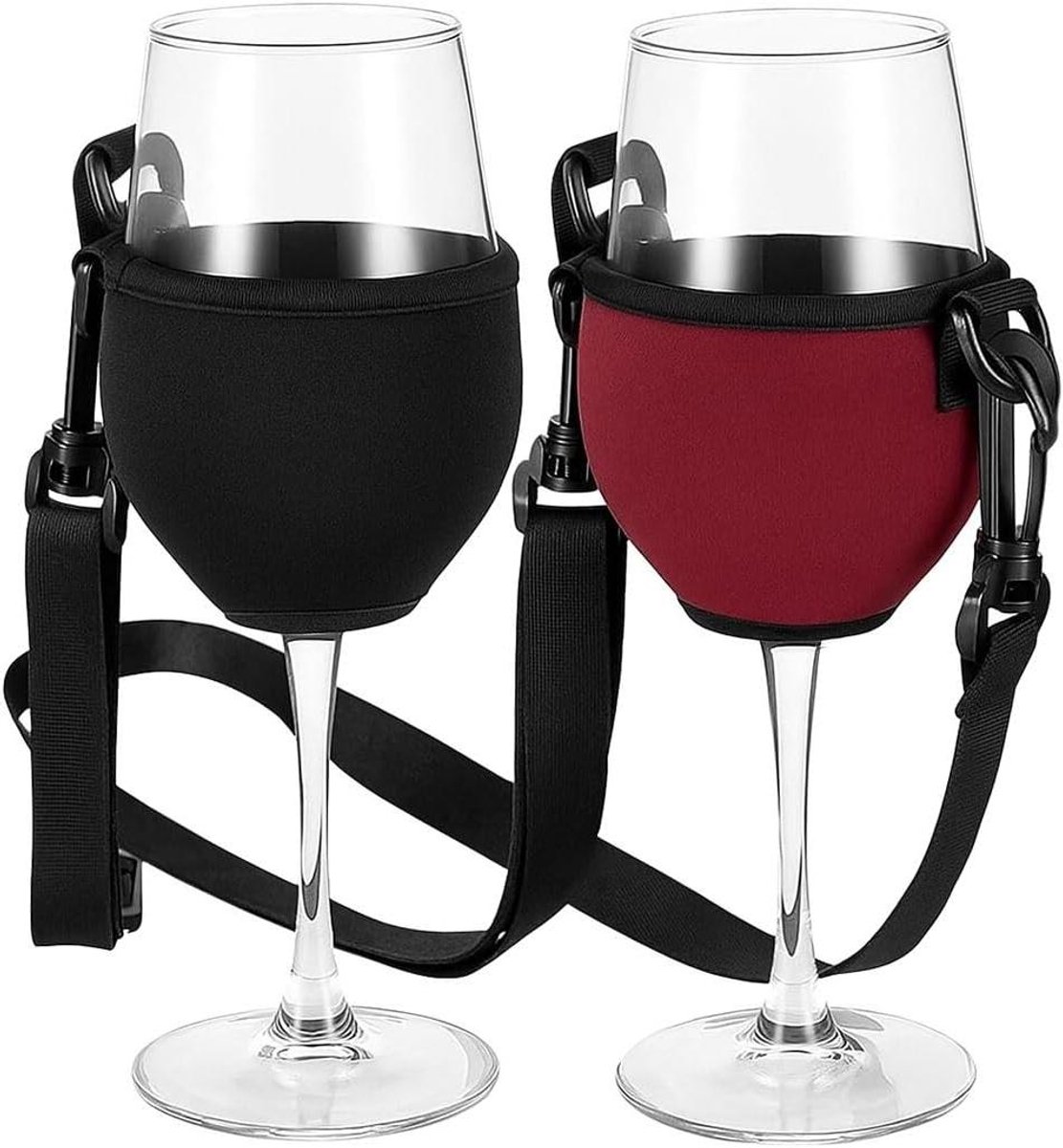 Allecto Plus - Wijnglashouder om op te hangen voor 6 glazen in zwart en rood - Modern design