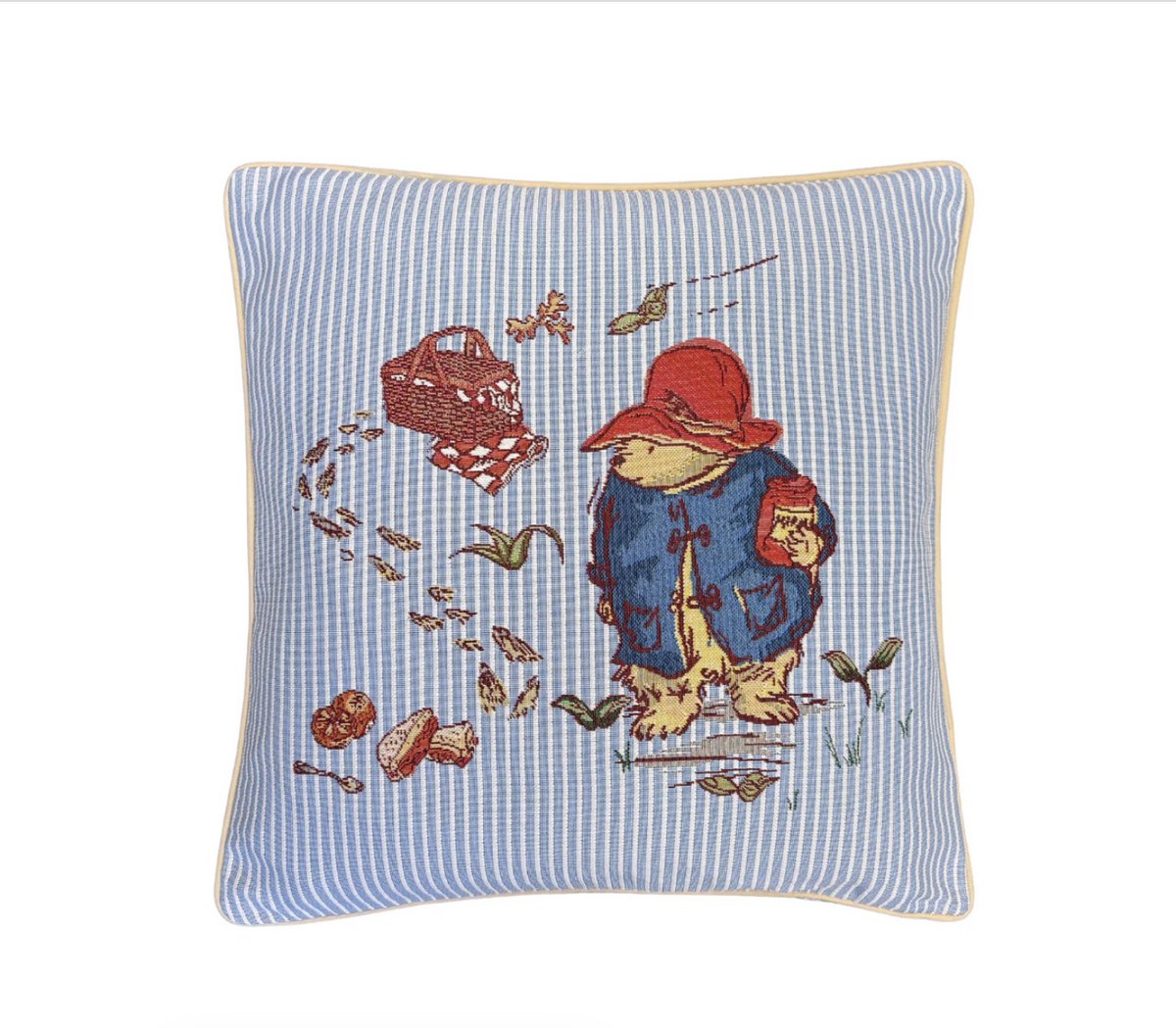 Signare Kussenhoes - Luxe Gobelinstof - Paddington Bear - Beertje Paddington - Licht blauw gestreept - Classic Marmalade - 45x45 cm