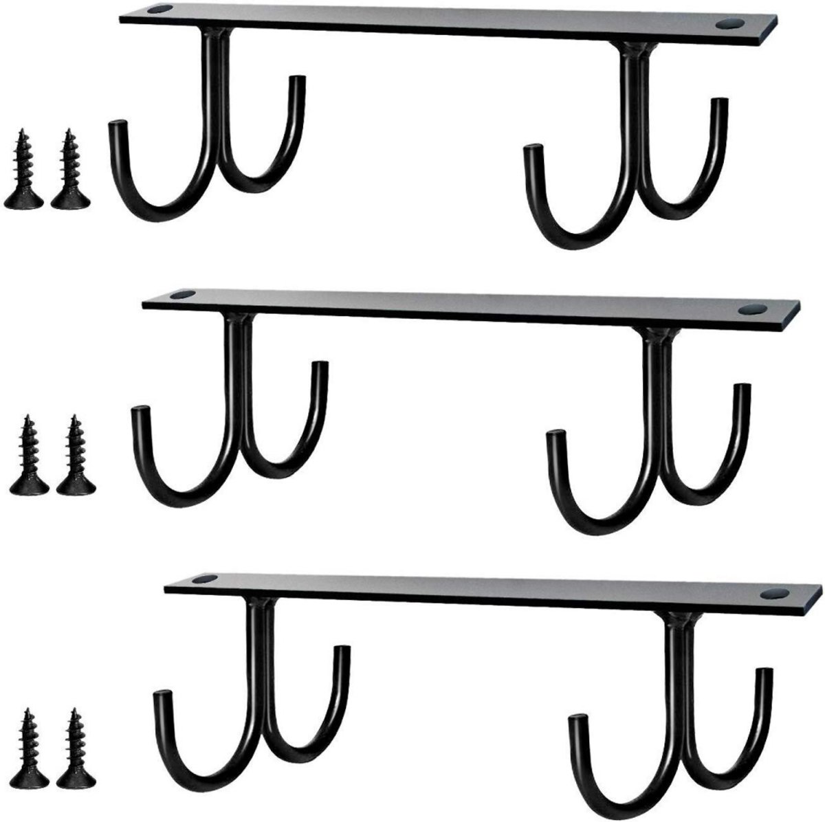 3 stuks - Hangende bekerhouder onder kast - Bekerhouder - Haak voor bekerhouder onder kast - Keukengereedschaphouder - Zwart