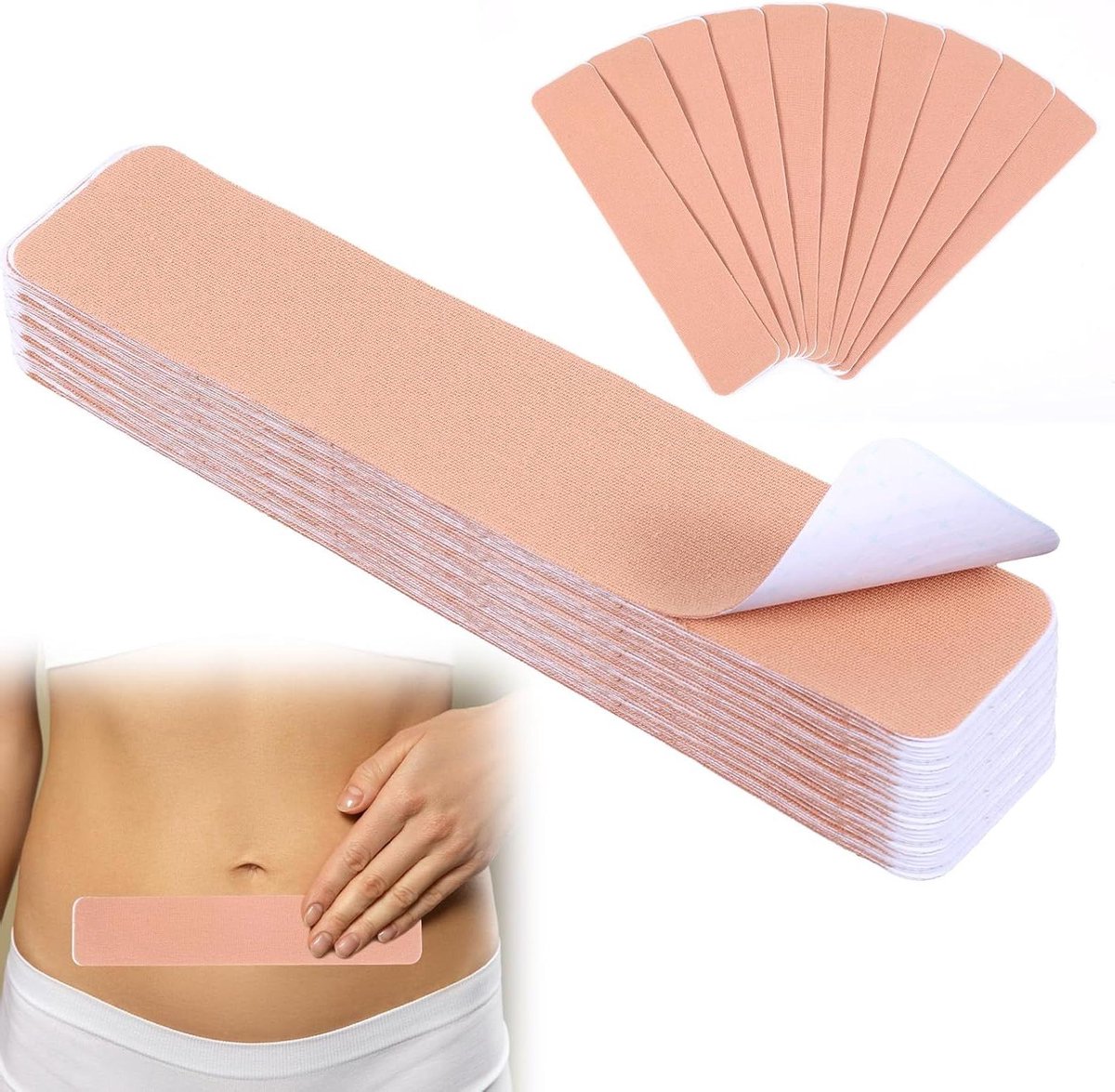Allecto Plus - Tape voor dij Lift 50 stuks, Waterproof Buik Lift Tape, Elastische Huidverstevigende Patches - Geschikt voor Flubberige Huid, Platte Buik en Dikke Buik - 75 karakters.