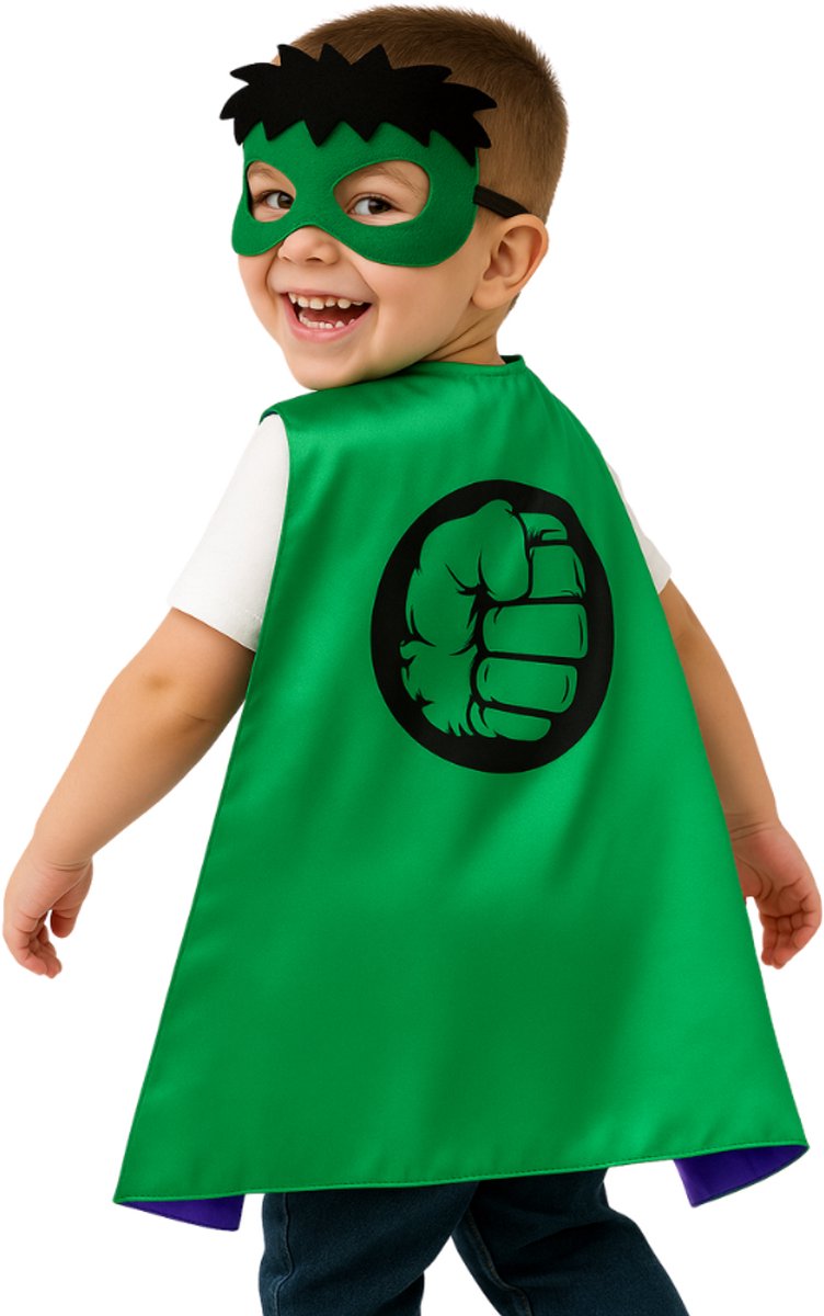 Joya Kids® Groene Superheld Cape en Masker Set | Groen Monster verkleedpak | Superhelden pak | Cape en Masker | Kostuum jongens — afbeelding 6
