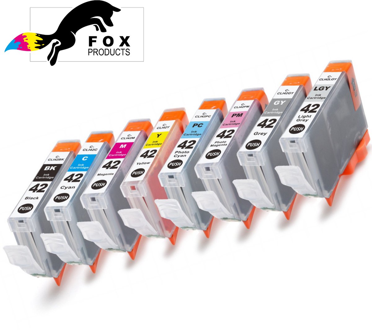 FoxProducts® cli42 cli-42 - 8 stuks cartridge - geschikt voor Canon - PIXMA PRO9000 - PIXMA PRO100S - PIXMA PRO 100 - PIXMA Pro 9500 II - PIXMA PRO9500 - PIXMA Pro9000 II - PIXMA PRO 10 - PIXMA PRO 1