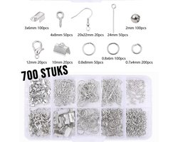 LaGloss® 700 St Oorbellen Maken Accessoires – Box Zilverkleurige Sieraden Onderdelen Set – DIY Sieraden Maken