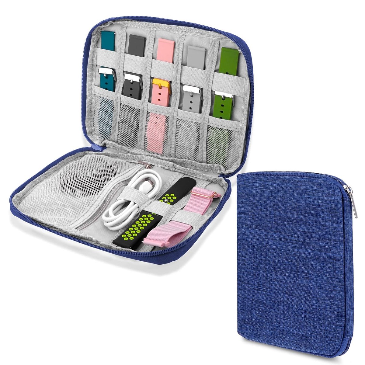 "TRANKIELO® - Opbergtas voor Horlogebanden - Waterdicht met Organizer - Blauw - Compact en Draagbaar - Geschikt voor alle soorten Horlogebanden en Accessoires "