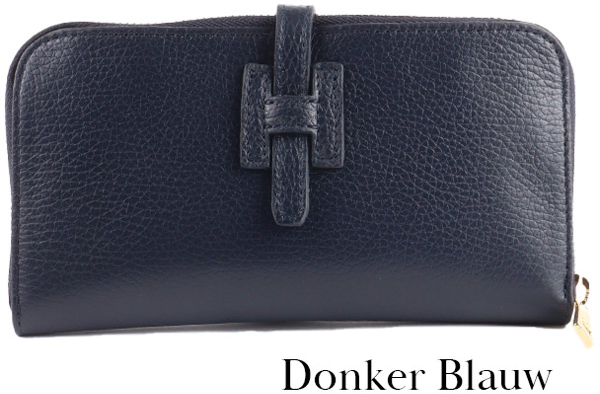 Giuliano lederen portemonee - Dames - Made in Italy - Donker blauw